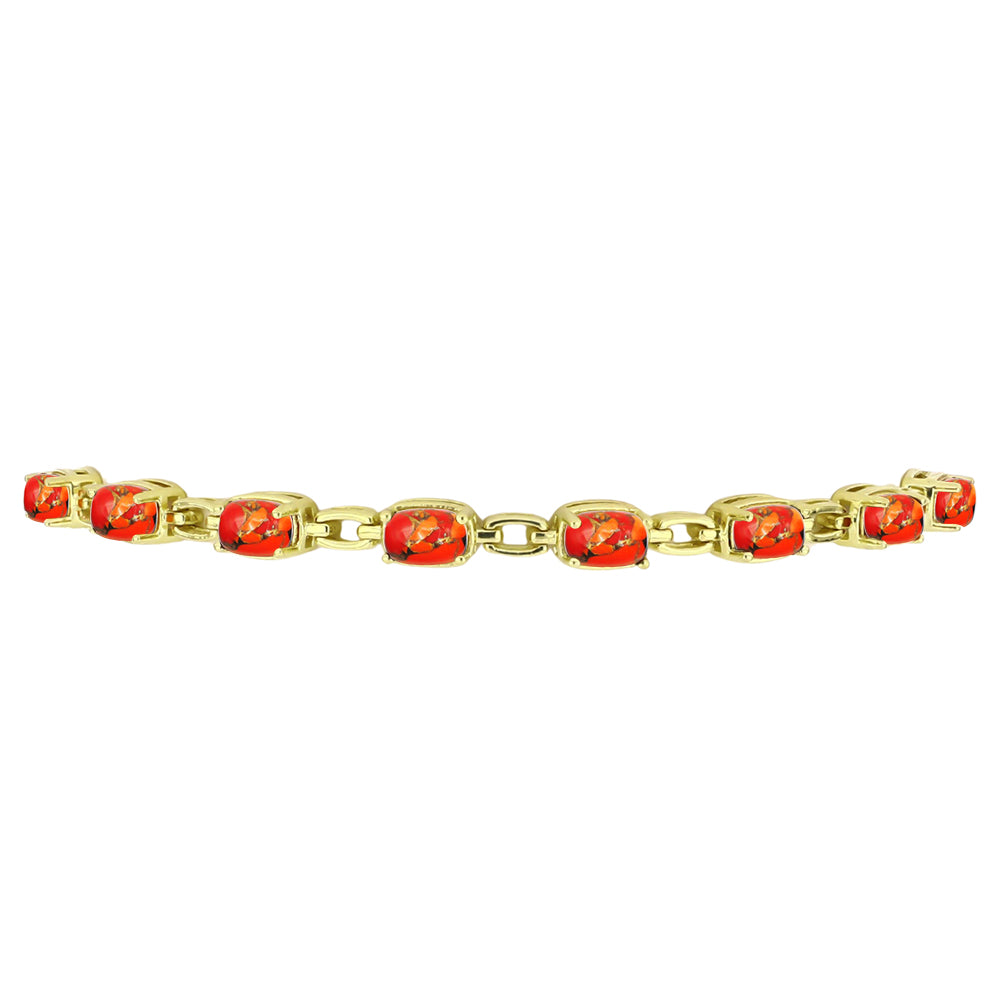 Pulsera de Plata Bañada en Oro con Turquesa de Mohave