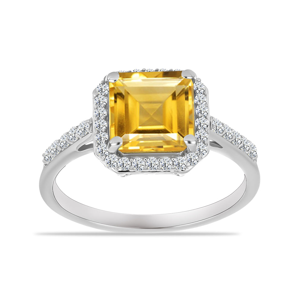 Anillo de Plata con Citrino de Río del Oro y Topacio Blanco 3 