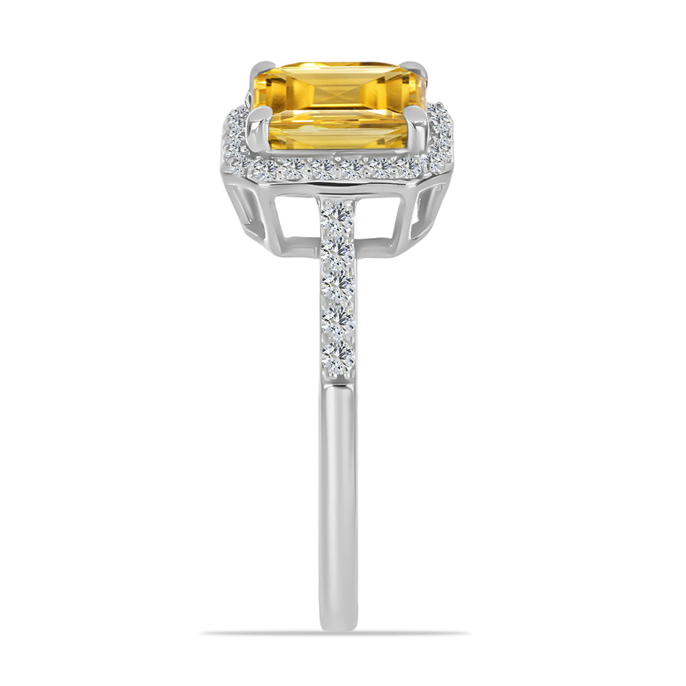 Anillo de Plata con Citrino de Río del Oro y Topacio Blanco