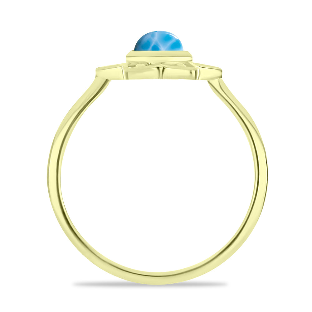 Anillo de Plata Bañada en Oro con Larimar 2 