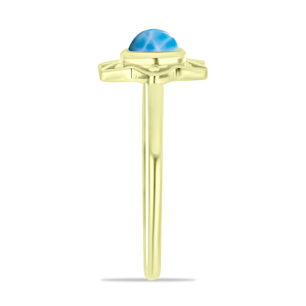 Anillo de Plata Bañada en Oro con Larimar 4 