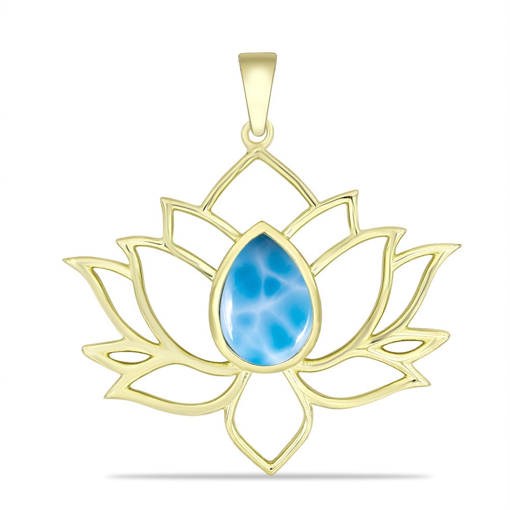 Colgante de Plata Bañada en Oro con Larimar 1 
