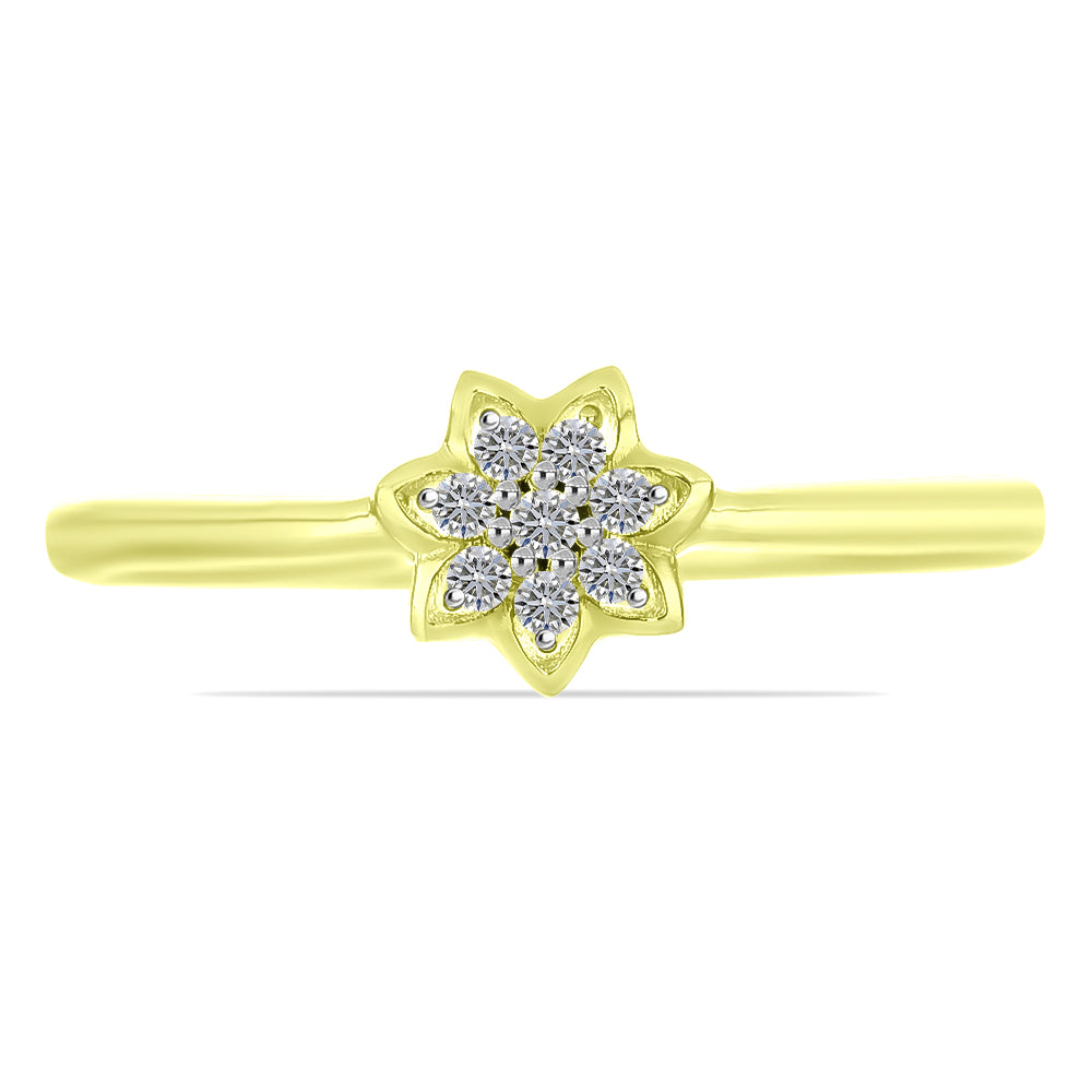 Anillo de Plata Bañada en Oro con Diamante blanco