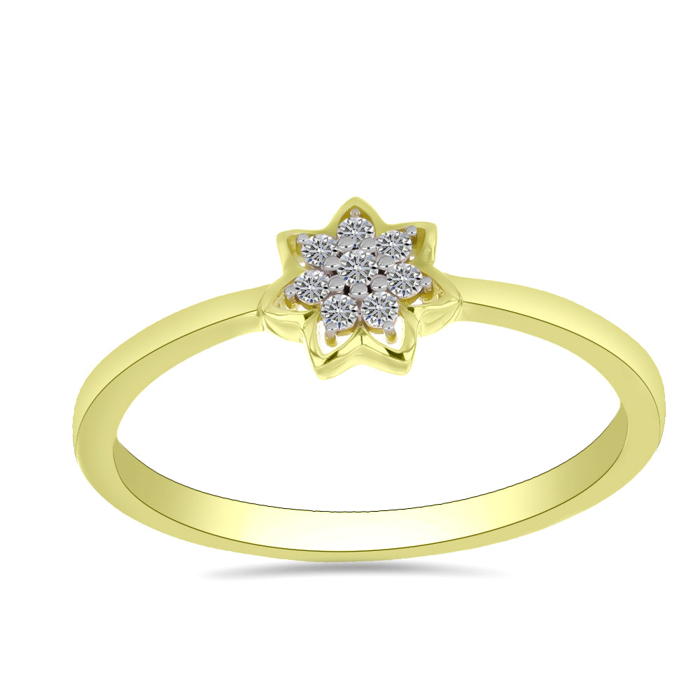Anillo de Plata Bañada en Oro con Diamante blanco 3 