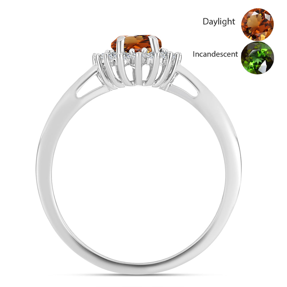 Anillo de Plata con Zultanita de Anatolia certificado y cultivado en laboratorio y Topacio Blanco 2 