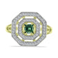 Anillo de Plata Bañada en Oro con Turmalina Verde y Topacio Blanco