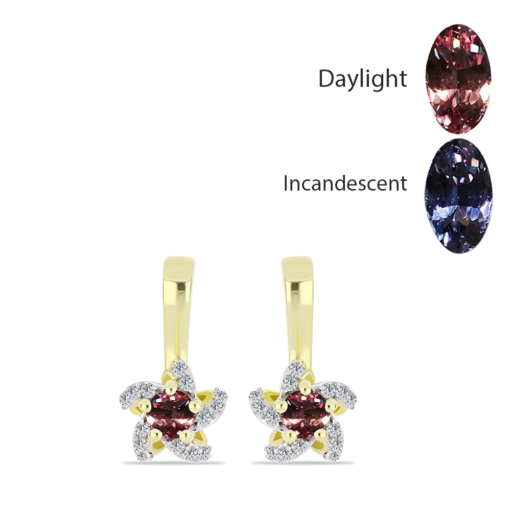 Pendientes de Plata Bañada en Oro con Granate Bekily Multicolor y Topacio Blanco 1 