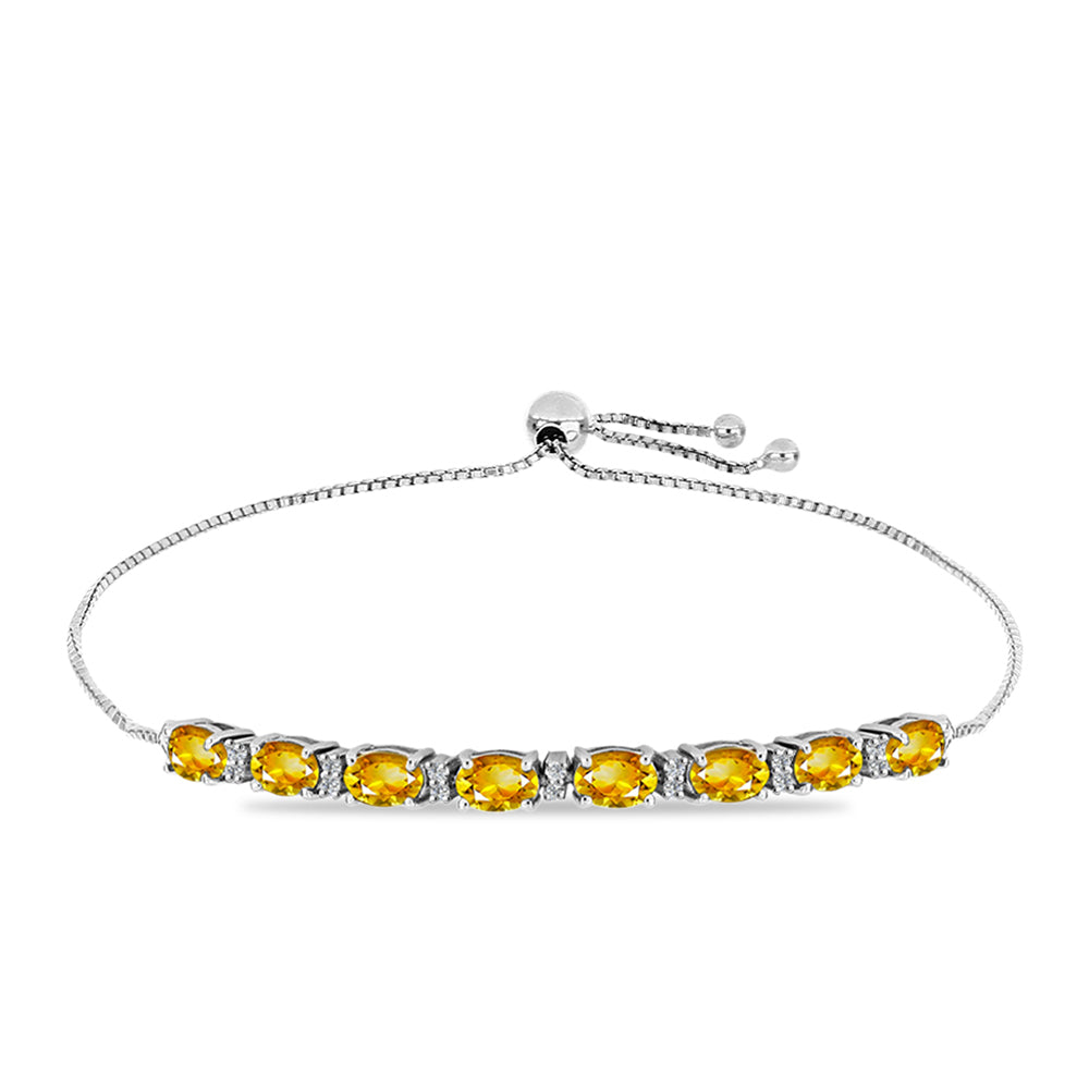 Pulsera de Plata con Citrino de Río del Oro y Topacio Blanco 4 