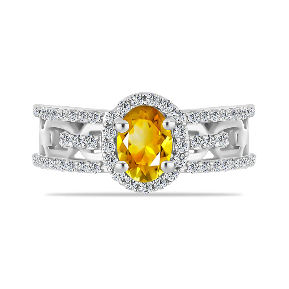 Anillo de Plata con Citrino de Río del Oro y Topacio Blanco 1 