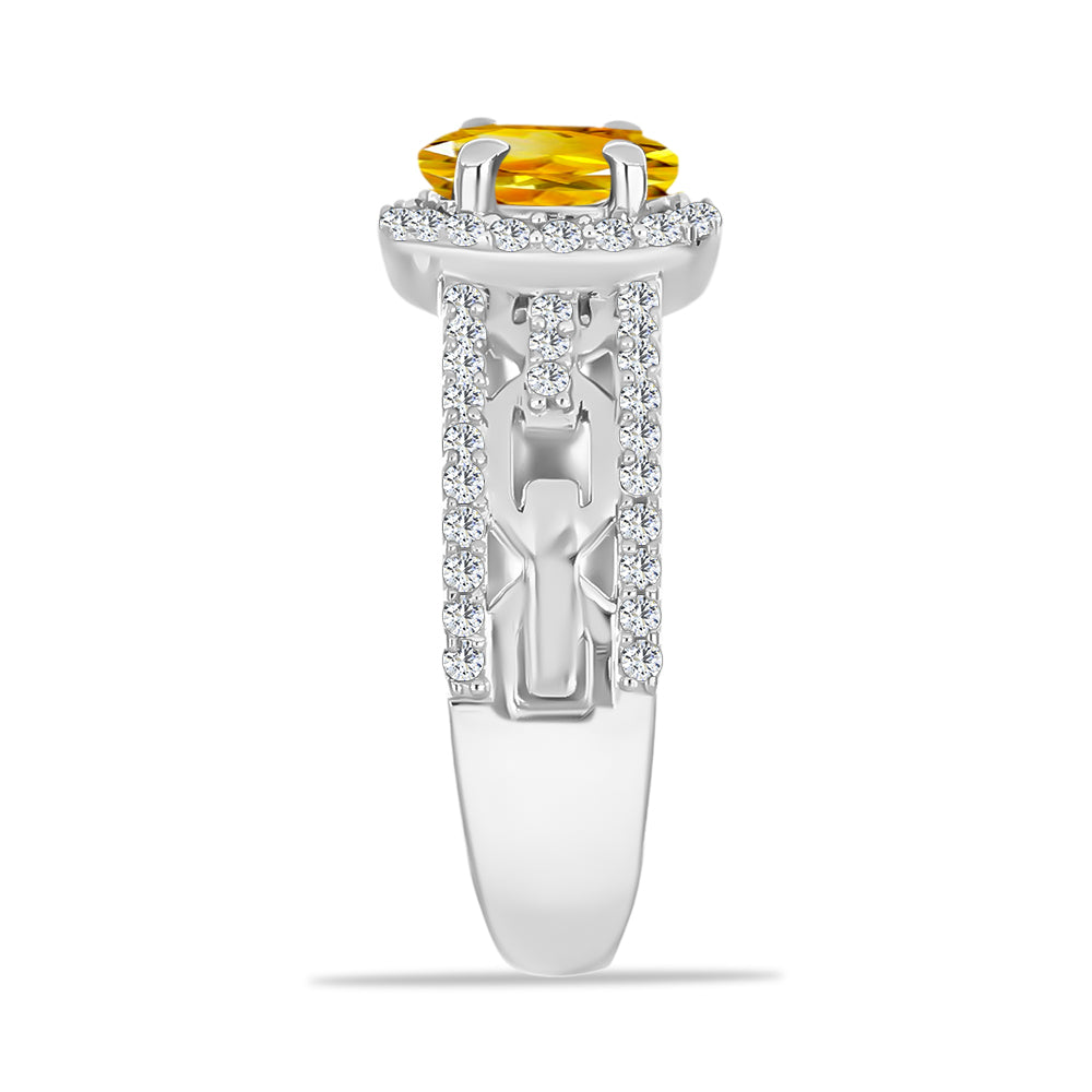 Anillo de Plata con Citrino de Río del Oro y Topacio Blanco 4 
