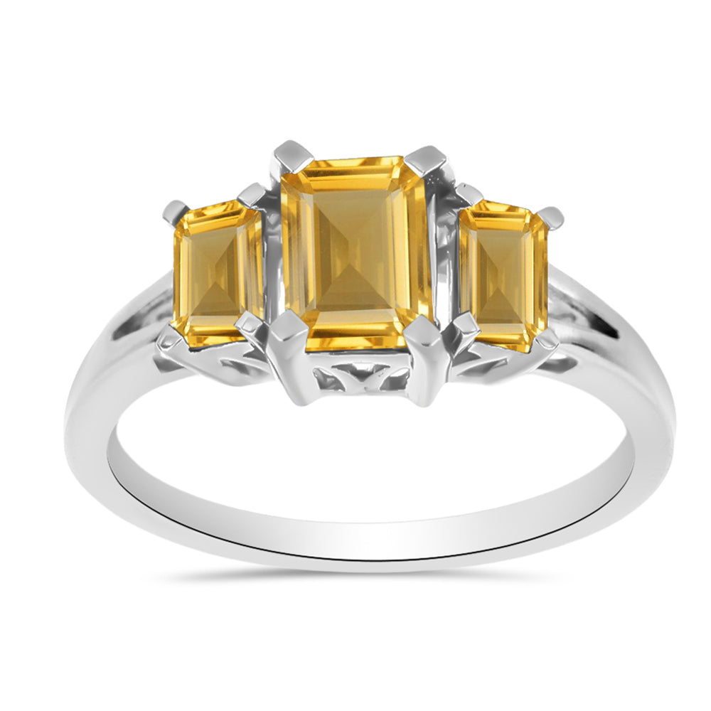 Anillo de Plata con Citrino de Río del Oro