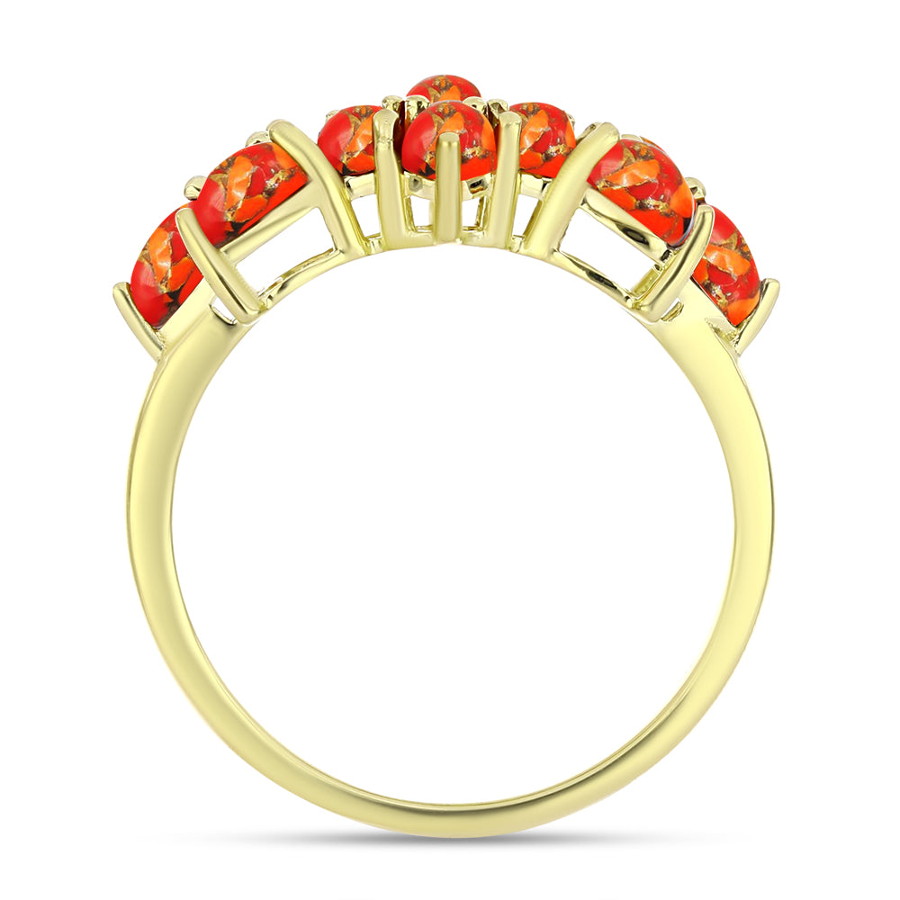 Anillo de Plata Bañada en Oro con Turquesa de Mohave
