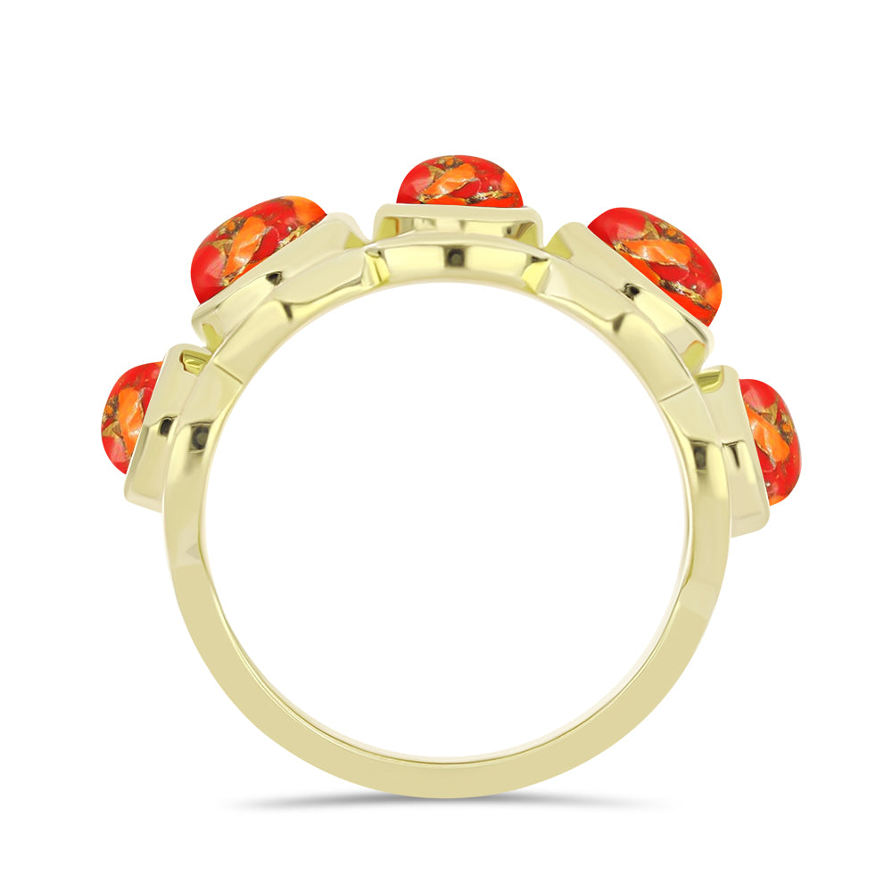 Anillo de Plata Bañada en Oro con Turquesa de Mohave
