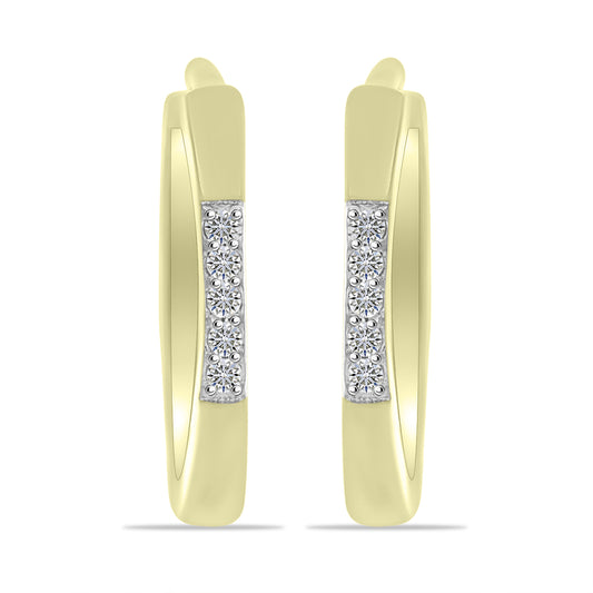 Pendientes de Plata Bañada en Oro con Diamante blanco