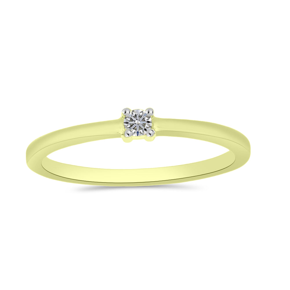 Anillo de Plata Bañada en Oro con Diamante blanco
