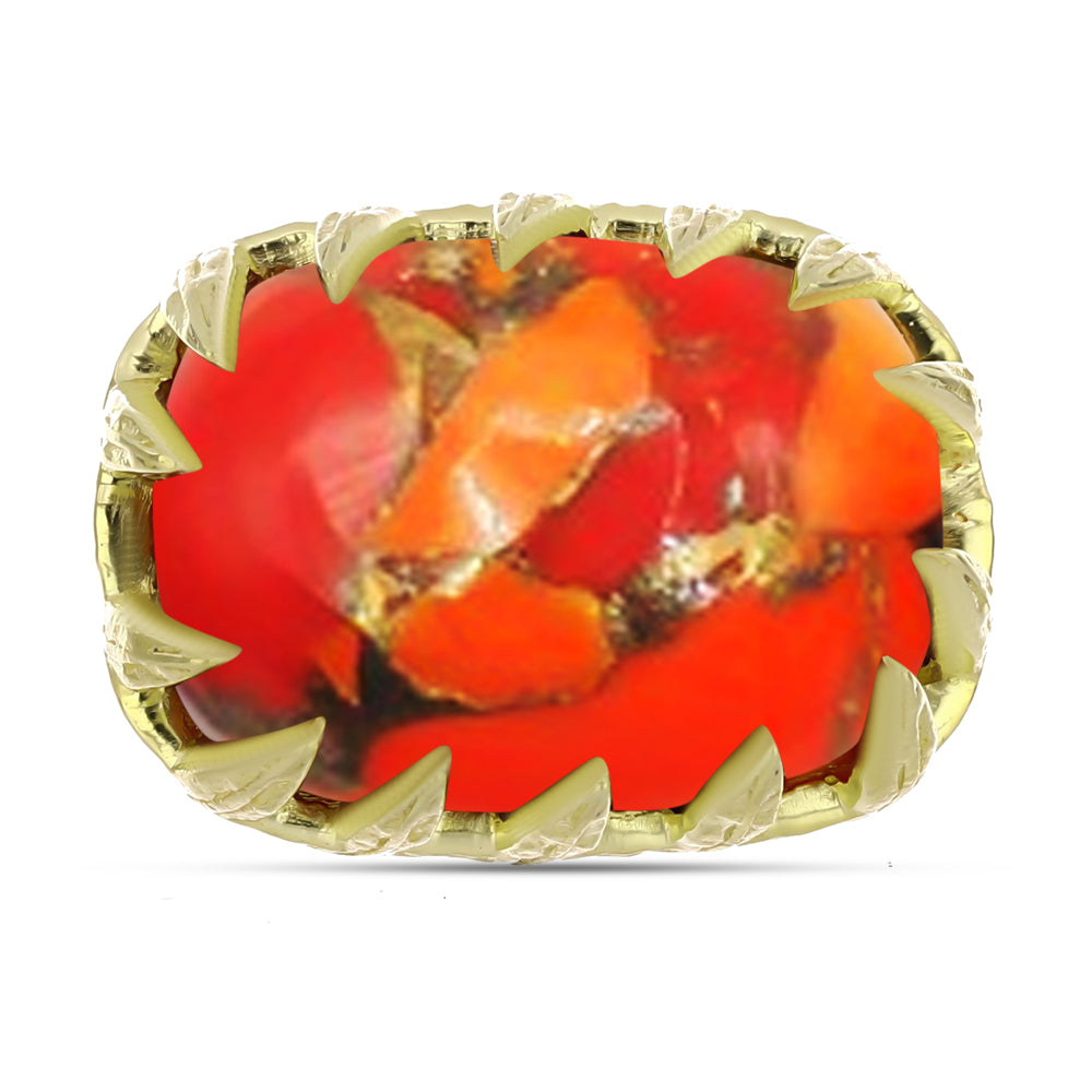 Anillo de Plata Bañada en Oro con Turquesa de Mohave 1 