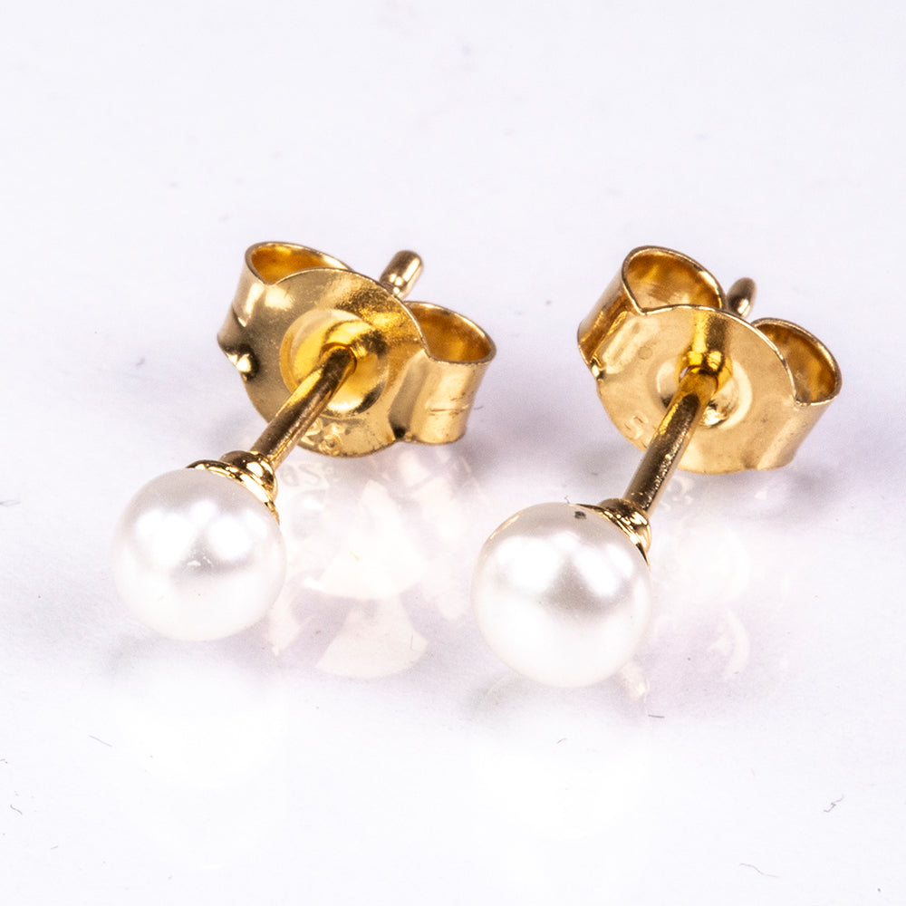 Pendientes de Plata Bañada en Oro con Perla de Agua Dulce 1 