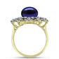 Anillo de Plata Bañada en Oro con Perla Negra de Agua dulce y Topacio Blanco