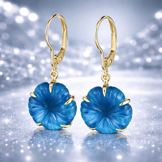 Pendientes de Plata Bañada en Oro con Jade Azul