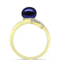 Anillo de Plata Bañada en Oro con Perla Negra de Agua dulce y Topacio Blanco