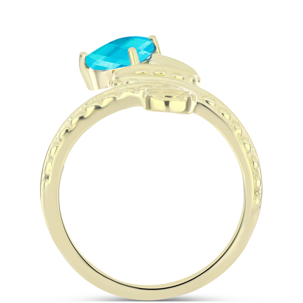 Anillo de Plata Bañada en Oro con Jade Azul