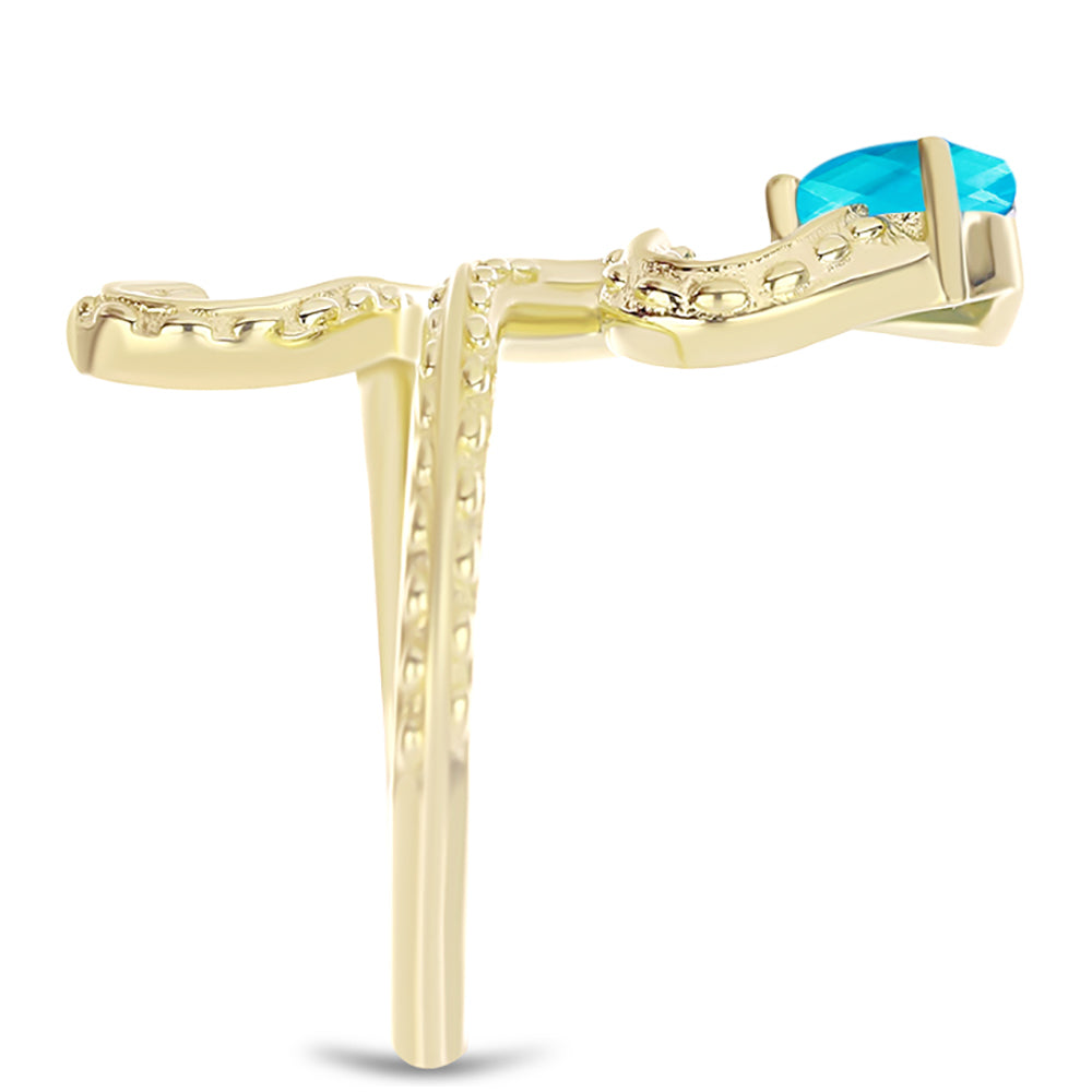 Anillo de Plata Bañada en Oro con Jade Azul