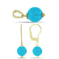 Conjunto de Plata Bañada en Oro con Jade Azul ( Pendientes +Colgante )
