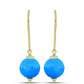 Conjunto de Plata Bañada en Oro con Jade Azul ( Pendientes +Colgante )