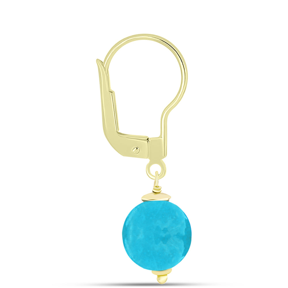 Conjunto de Plata Bañada en Oro con Jade Azul ( Pendientes +Colgante ) 7 