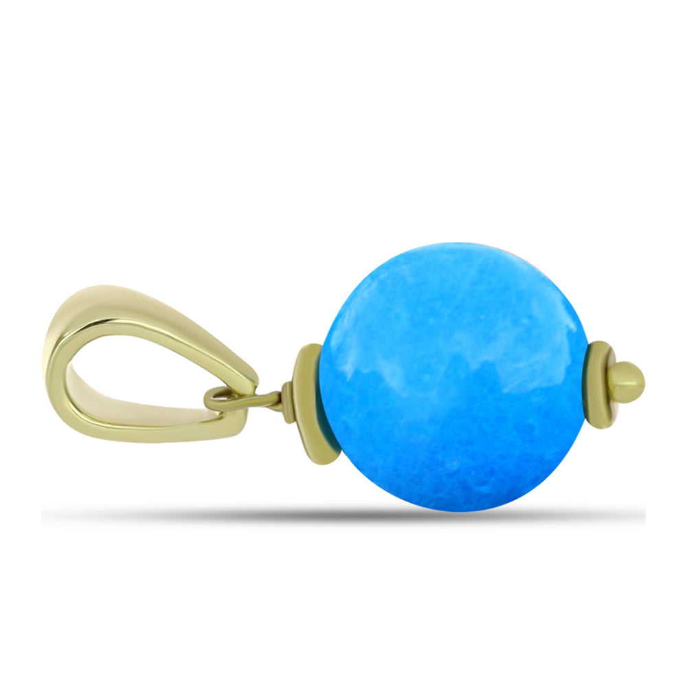 Conjunto de Plata Bañada en Oro con Jade Azul ( Pendientes +Colgante ) 4 