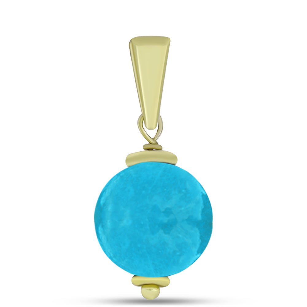 Conjunto de Plata Bañada en Oro con Jade Azul ( Pendientes +Colgante )