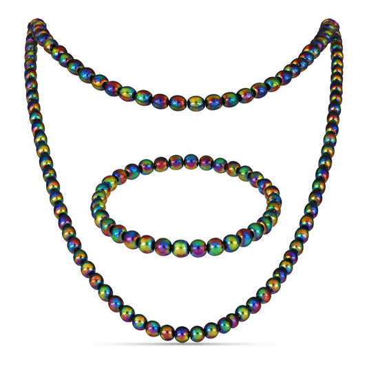 Conjunto Pepita con Cuarzo Hematita verde místico ( Collar +Pulsera )