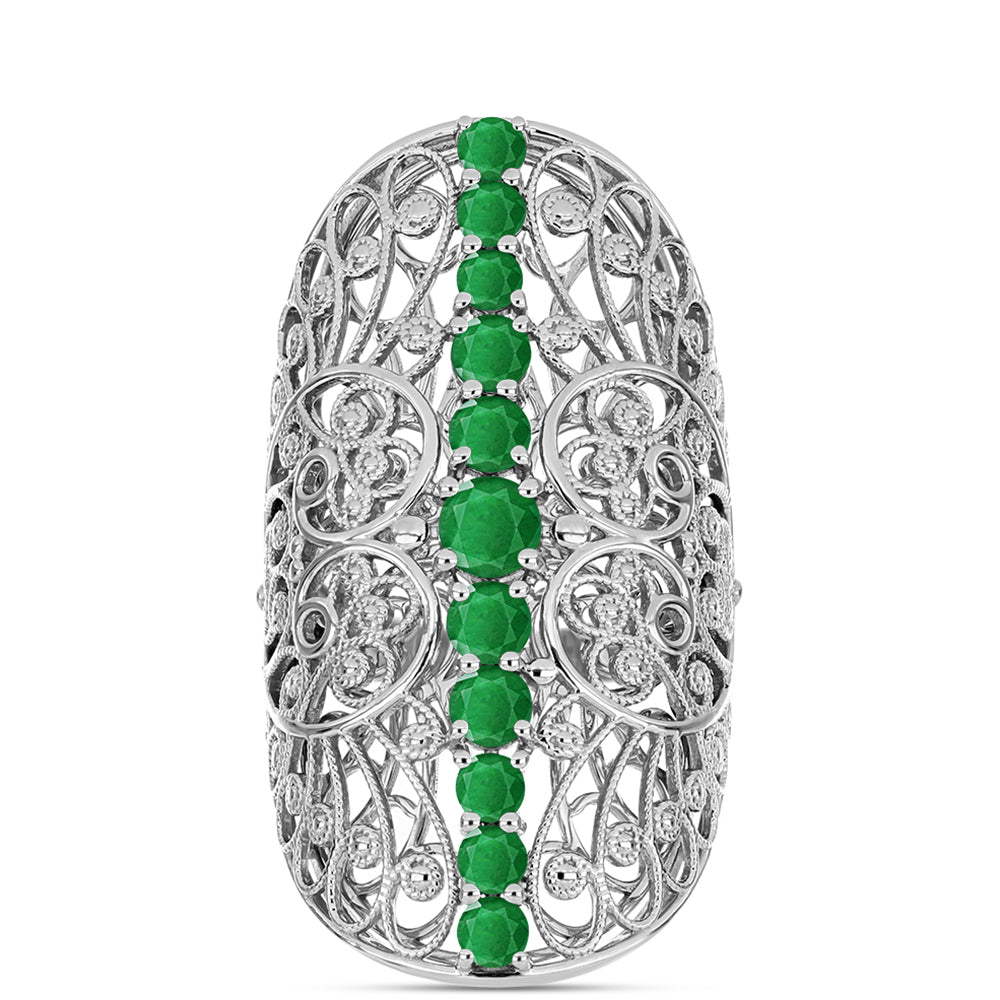 Anillo de Plata con Esmeralda de Zambia 1 