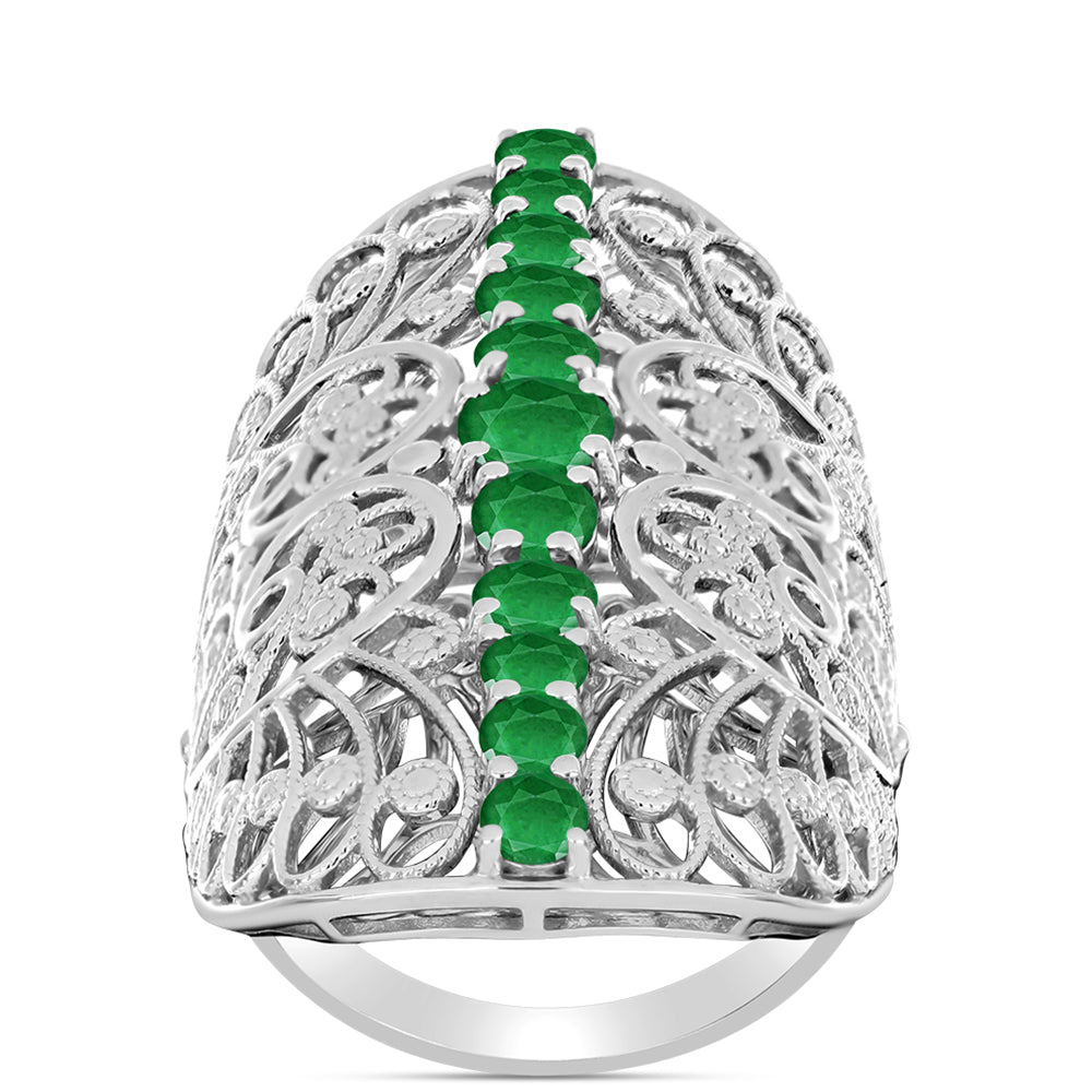 Anillo de Plata con Esmeralda de Zambia