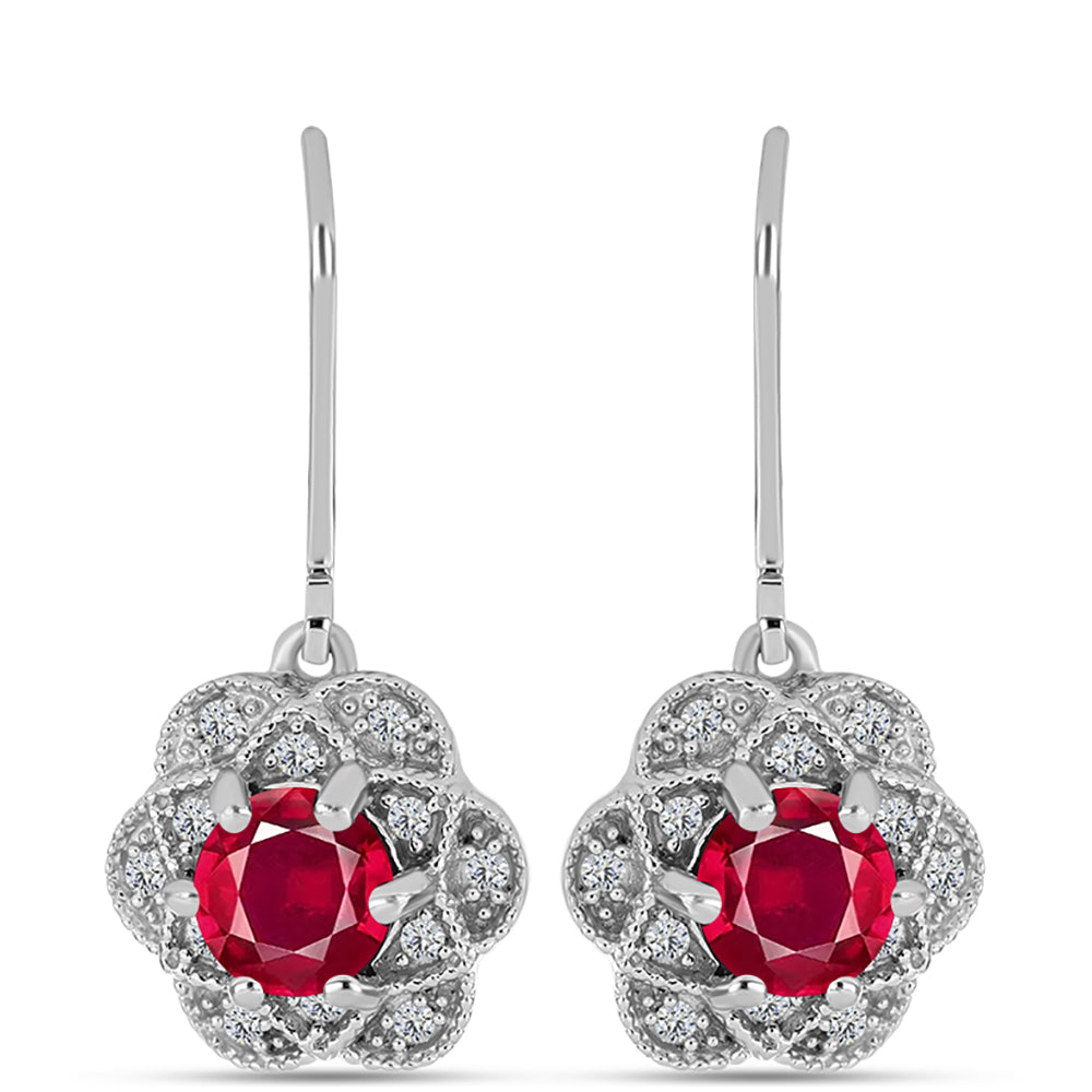 Pendientes de Plata con Rubí de Madagascar y Topacio Blanco 1 