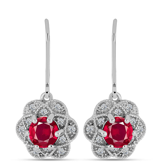 Pendientes de Plata con Rubí de Madagascar y Topacio Blanco