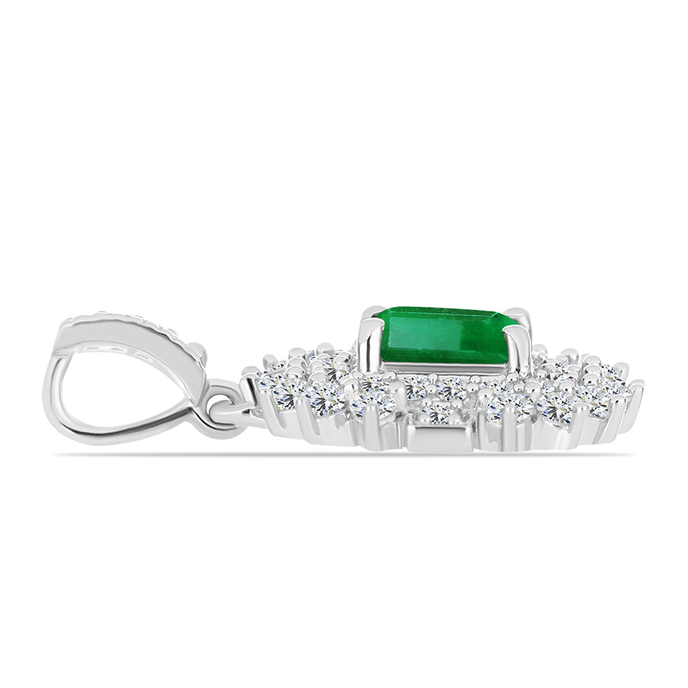 Colgante de Plata con Esmeralda de Zambia y Topacio Blanco 2 