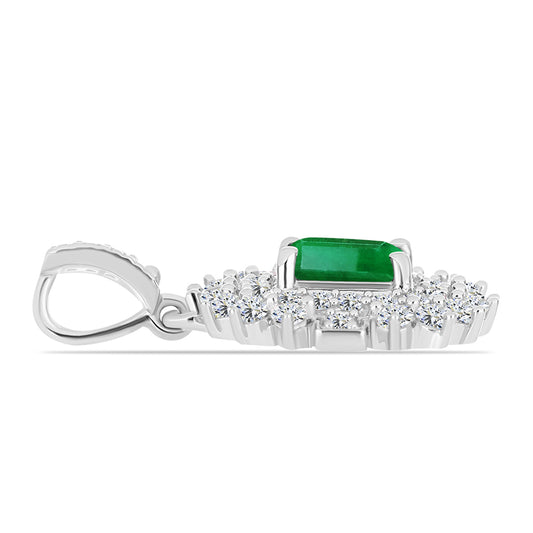 Colgante de Plata con Esmeralda de Zambia y Topacio Blanco