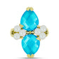 Anillo de Plata Bañada en Oro con Jade Azul y Perla de Agua Dulce