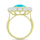 Anillo de Plata Bañada en Oro con Jade Azul y Perla de Agua Dulce