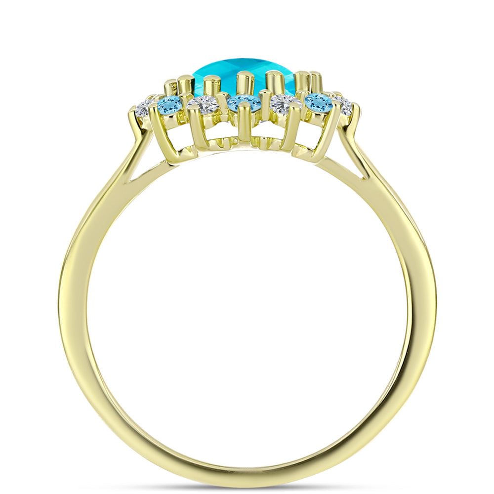 Anillo de Plata Bañada en Oro con Jade Azul 2 