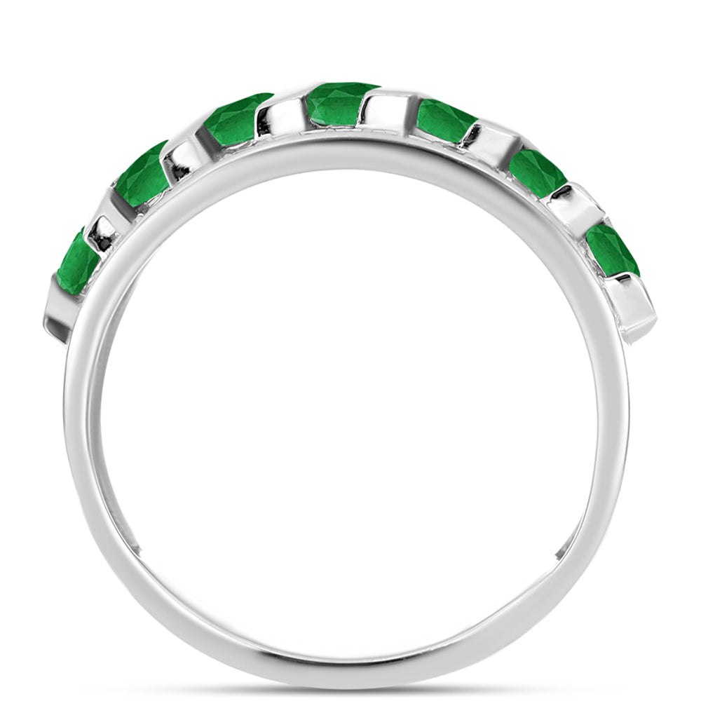 Anillo de Plata con Esmeralda de Zambia y Topacio Blanco 2 