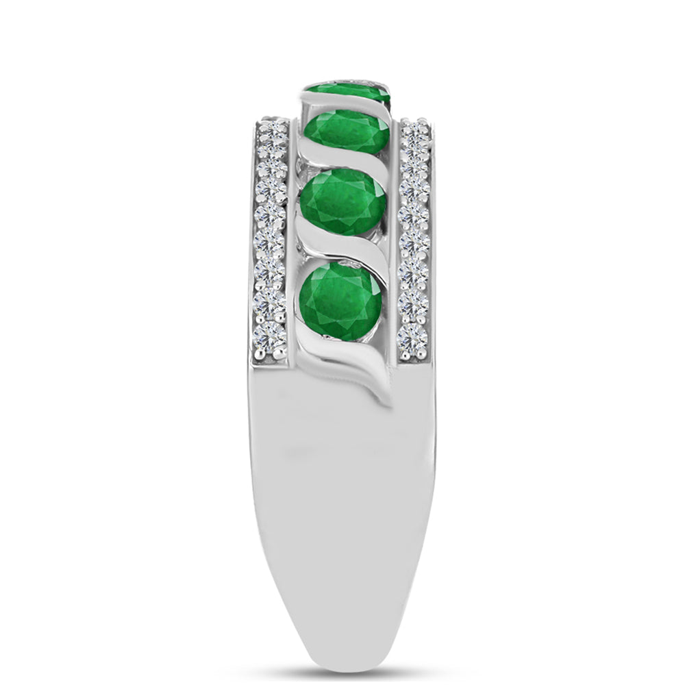 Anillo de Plata con Esmeralda de Zambia y Topacio Blanco 4 