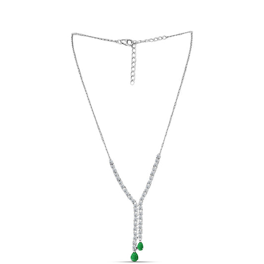 Collar de Plata con Esmeralda de Zambia y Topacio Blanco