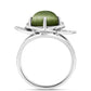 Anillo de Plata con Ojo de Gato Verde de Antananarivo y Topacio Blanco