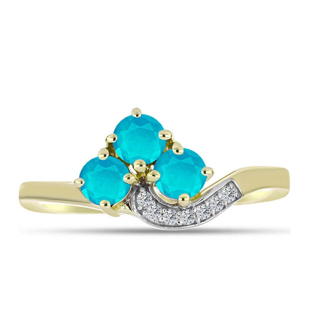 Anillo de Plata Bañada en Oro con Jade Azul y Topacio Blanco 1 