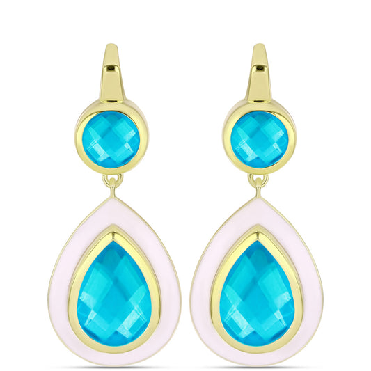 Pendientes de Plata Bañada en Oro con Jade Azul
