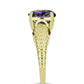 Anillo de Plata Bañada en Oro con Cuarzo Hematita verde místico y Espinela Negra