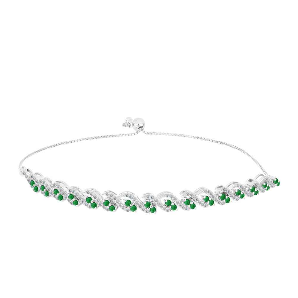 Pulsera de Plata con Esmeralda de Zambia y Topacio Blanco 1 