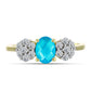 Anillo de Plata Bañada en Oro con Jade Azul y Topacio Blanco